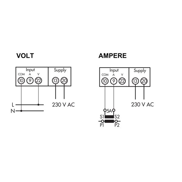 Modular volt/ammeter 0-500V, digital, AC image 2