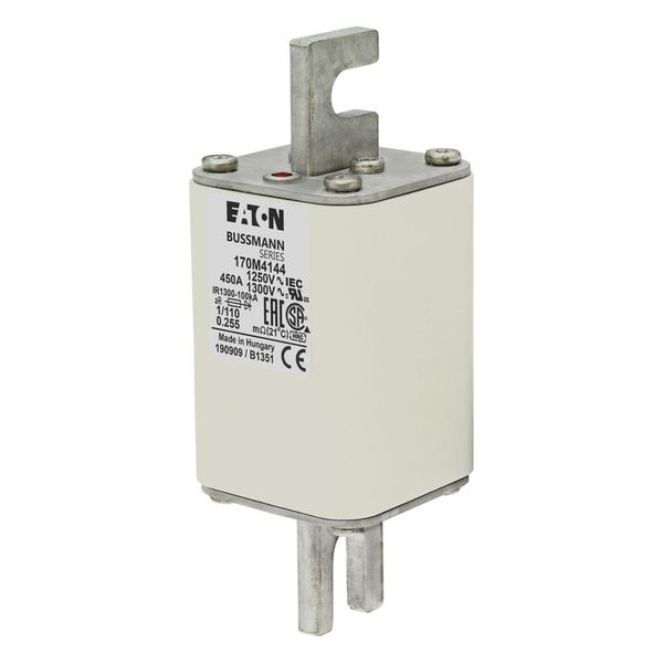 Fuse-link, high speed, 450 A, AC 1250 V, size 1, 53 x 66 x 138 mm, aR, DIN, IEC, single indicator image 5