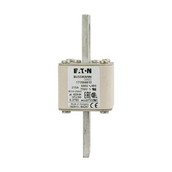 Fuse-link, high speed, 315 A, AC 690 V, size 1, 53 x 69 x 136 mm, aR, IEC, UL, no indicator, 90 mm centers image 9