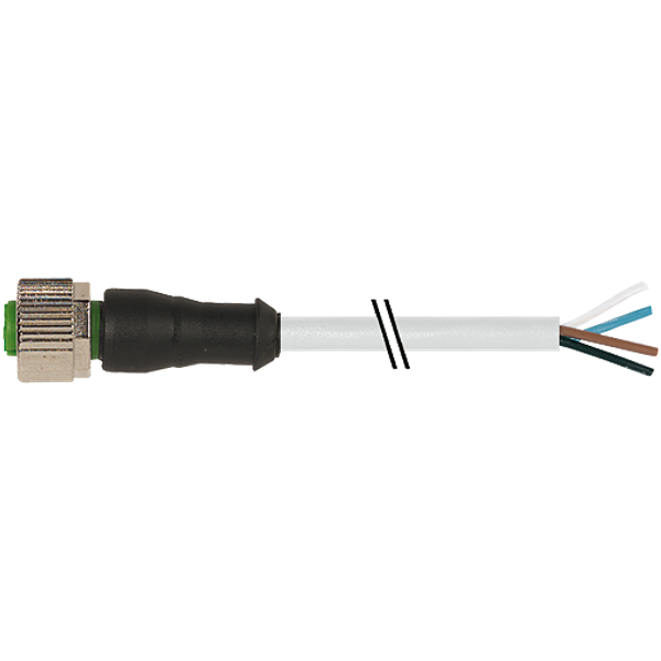 M12 female 0° A-cod. with cable PUR 4x0.34 gy UL/CSA+drag ch. 65m image 1