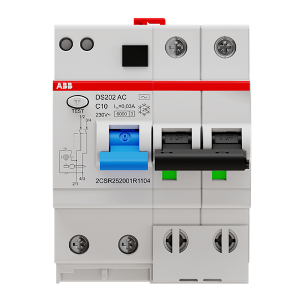 DS202 AC-C10/0.03 Residual Current Circuit Breaker with Overcurrent Protection image 1