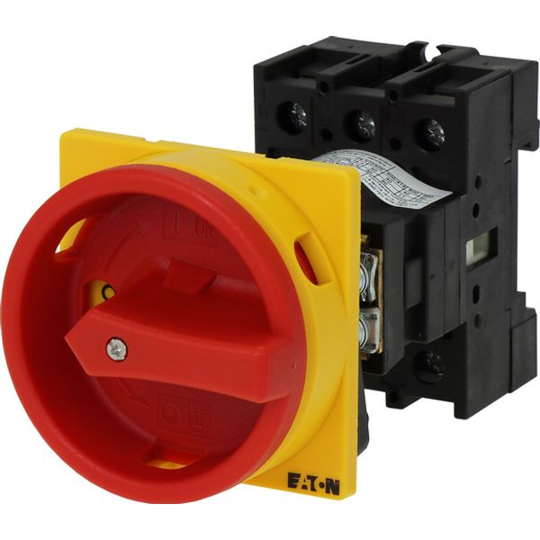 Main switch, P1, 40 A, rear mounting, 3 pole, Emergency switching off function, With red rotary handle and yellow locking ring, Lockable in the 0 (Off image 3