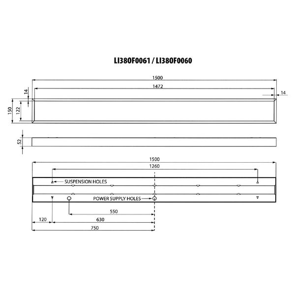 Office LED D/I  75W, 4000K, 10000lm, ECG anodized, L-1,5m image 6