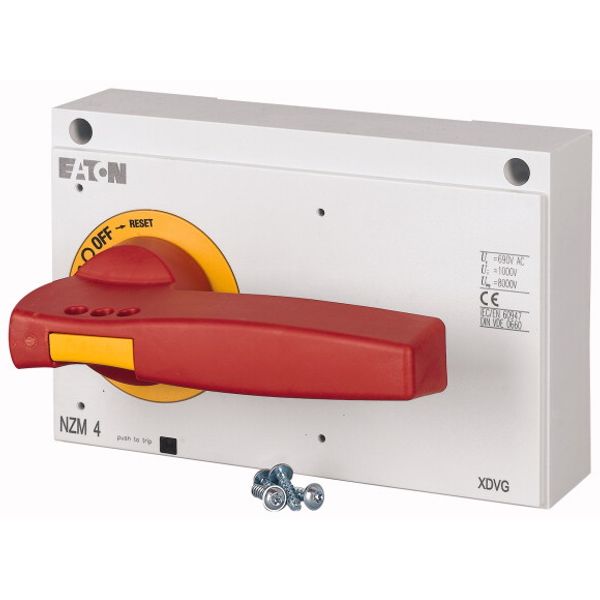 Rotary handle, red/yellow, lockable on the handle, size 4, IEC image 1