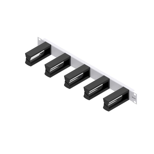 Routing Panel 1U with 5 plastic Cable Clamps 100mm, limited image 1