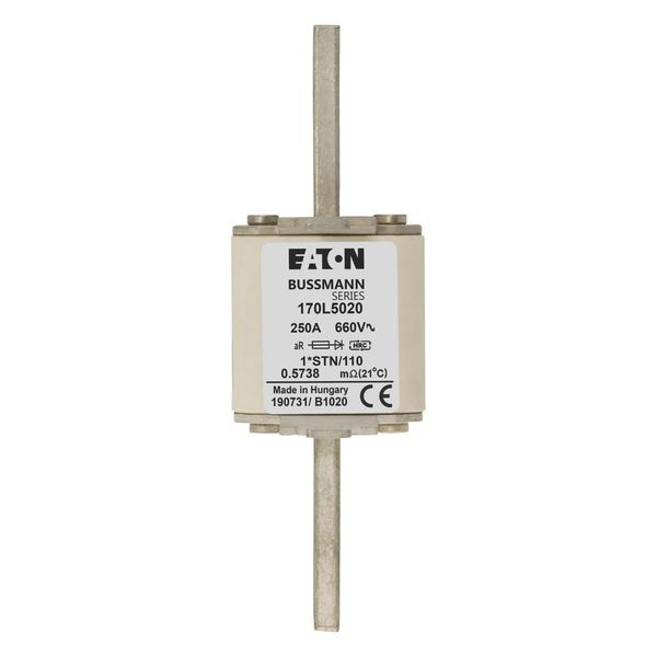 Fuse-link, high speed, 250 A, AC 660 V, compact size 1, 43 x 58 x 140 mm, aR, DIN, IEC, single indicator image 9