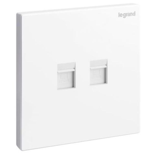 Galion - 1 gang double RJ 45 category 6 UTP socket outlet - white image 1