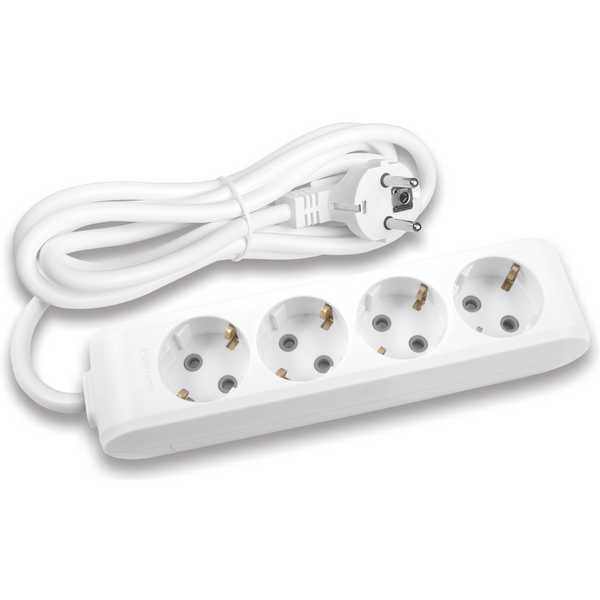 X-tendia White Four Gang Earth Socket with Cable CP image 1
