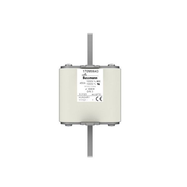 Fuse-link, high speed, 450 A, AC 1000 V, DIN 3, 90 x 75 x 150 mm, aR, DIN, IEC, single indicator image 12