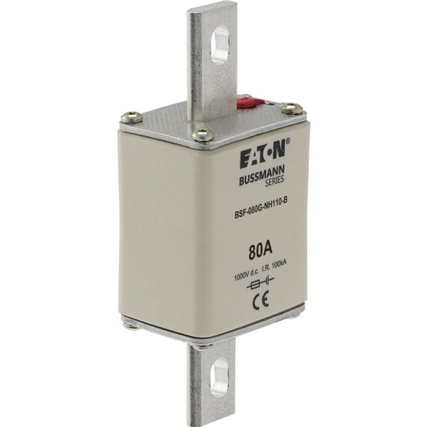 Fuse-link, high speed, 80 A, DC 1000 V, NH1, 40 x 53 x 135 mm, gBat, IEC, bolted connection image 2