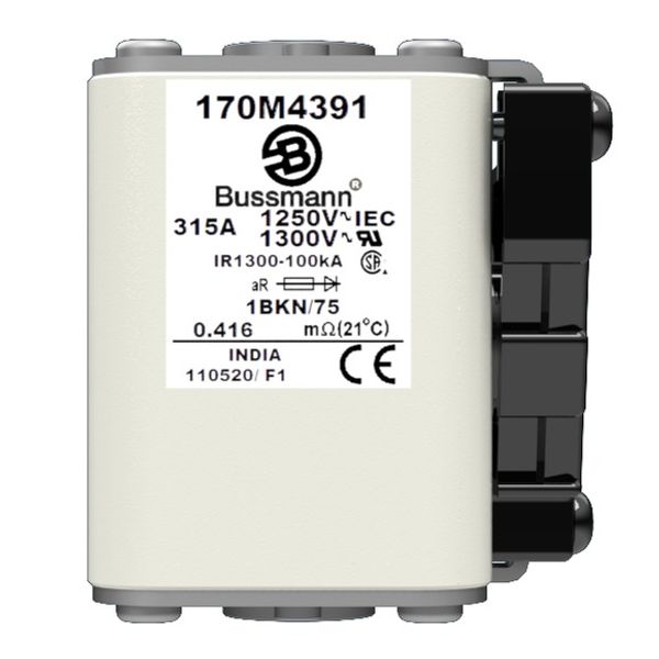 Fuse-link, high speed, 315 A, AC 1250 V, size 1, 53 x 69 x 74 mm, aR, IEC, UL, single indicator image 1