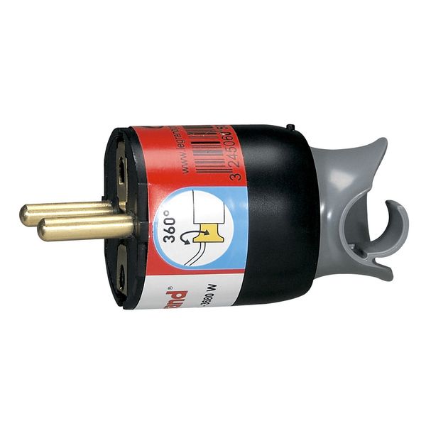 2P+E plug - 16 A - Fr/German std - cable orientation - black/grey - gencod label image 3