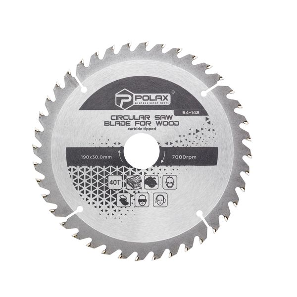 Circular saw blade for wood, carbide tipped 190x30.0/25.4 40Т image 1