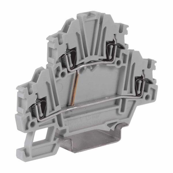 Sping-clamp terminal block 1.5mm2, 2-levels interconnected, grey color image 1