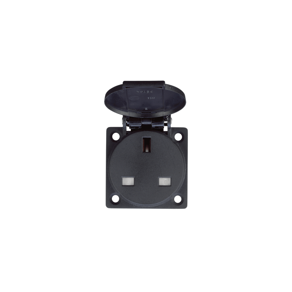 Built-in socket outlet according to British standard, black, 250 V/13 A, IP54 image 1