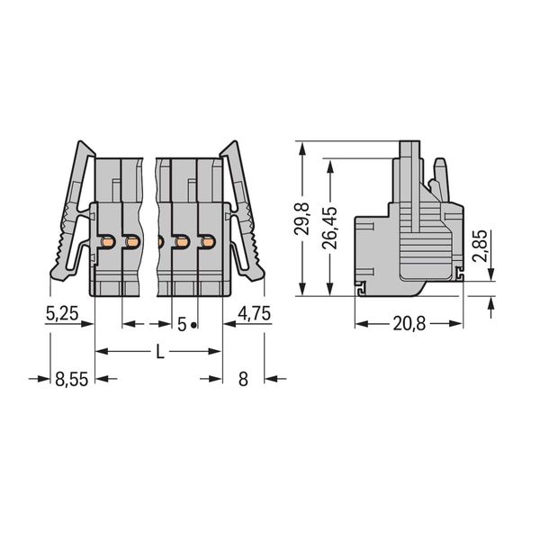 2-conductor female connector Push-in CAGE CLAMP® 2.5 mm² gray image 2