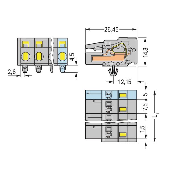 1-conductor female connector CAGE CLAMP® 2.5 mm² gray image 3