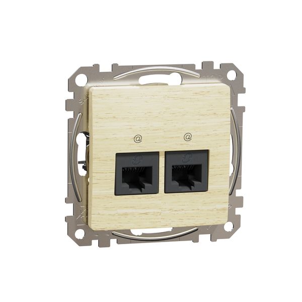 Double DATA Outlet CAT 5E UTP, Sedna Design & Elements, RJ45, Wood brich image 4