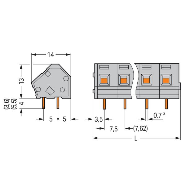 PCB terminal block 2.5 mm² Pin spacing 7.5/7.62 mm gray image 5