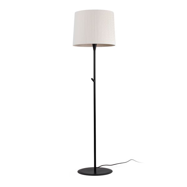 SAMBA BLACK FLOOR LAMP BEIGE RIBBONED LAMPSHADE ø4 image 1