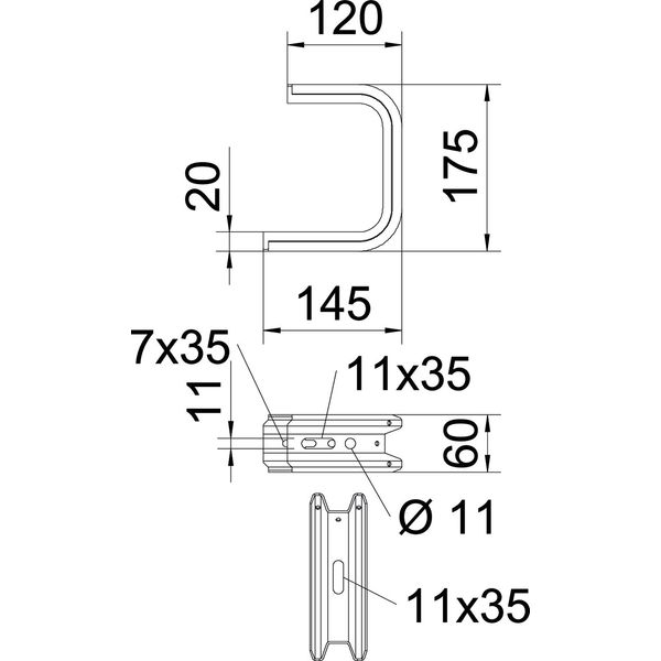 TPD 145 FT Wall and ceiling bracket TP profile B145mm image 2