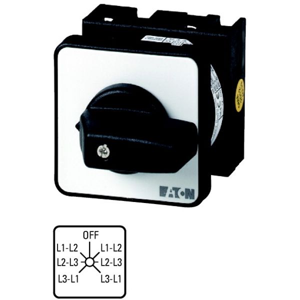 Voltmeter selector switches, T0, 20 A, center mounting, 4 contact unit(s), Contacts: 8, 45 °, maintained, With 0 (Off) position, 0-L1/L2 L2/L3 L3/L1, image 1