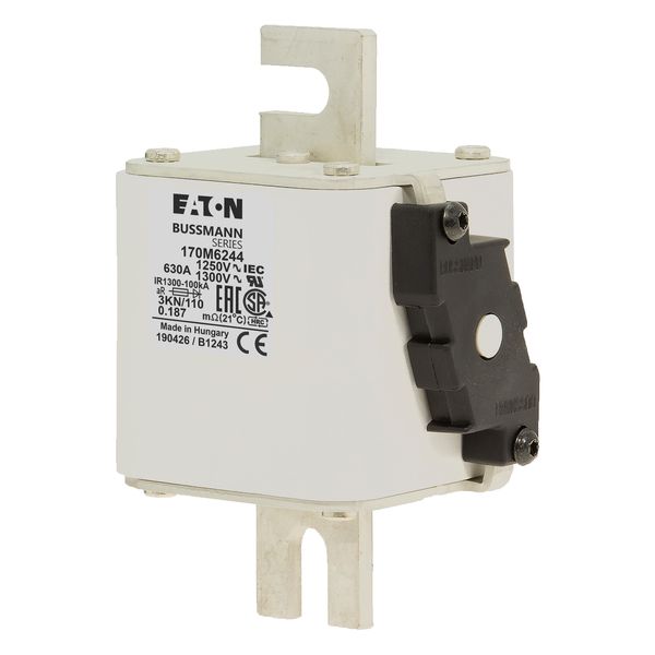 Fuse-link, high speed, 630 A, AC 1250 V, size 3, 76 x 92 x 139 mm, aR, DIN, IEC, single indicator image 17