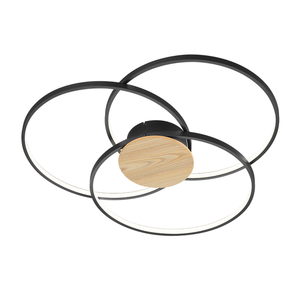 Sedona LED ceiling lamp matt black/wood image 1