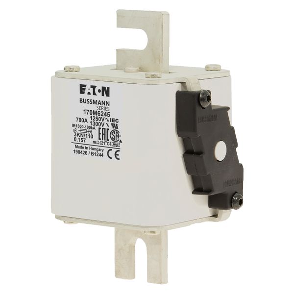 Fuse-link, high speed, 700 A, AC 1250 V, size 3, 76 x 92 x 139 mm, aR, DIN, IEC, single indicator image 7