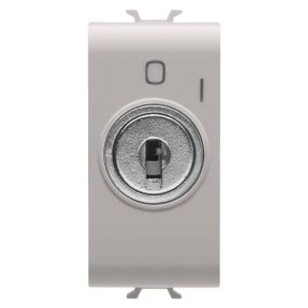 ONE-WAY SWITCH 2P 250V ac - 10AX - WITH KEY - SYMBOL 0/1 - 1 MODULE - NATURAL SATIN BEIGE - CHORUSMART image 1