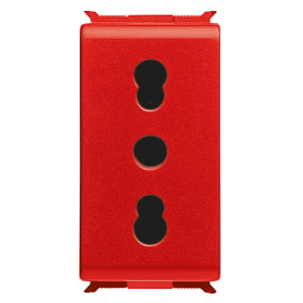 ITALIAN STANDARD SOCKET-OUTLET 250V ac - FOR DEDICATED LINES - 2P+E 16A DUAL AMPERAGE - P17-11 - 1 MODULE - RED - PLAYBUS image 1