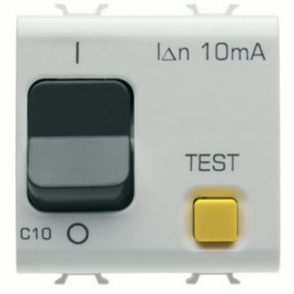 RESIDUAL CURRENT BREAKER WITH OVERCURRENT PROTECTION - C CHARACTERISTIC - CLASS A - 1P+N 10A 230Vac 10mA - 2 MODULES - SATIN WHITE - CHORUSMART image 1