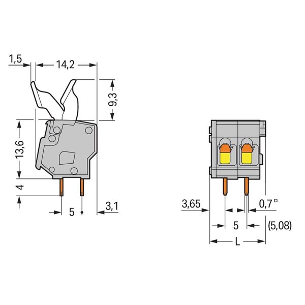 PCB terminal block finger-operated levers 2.5 mm² gray image 3