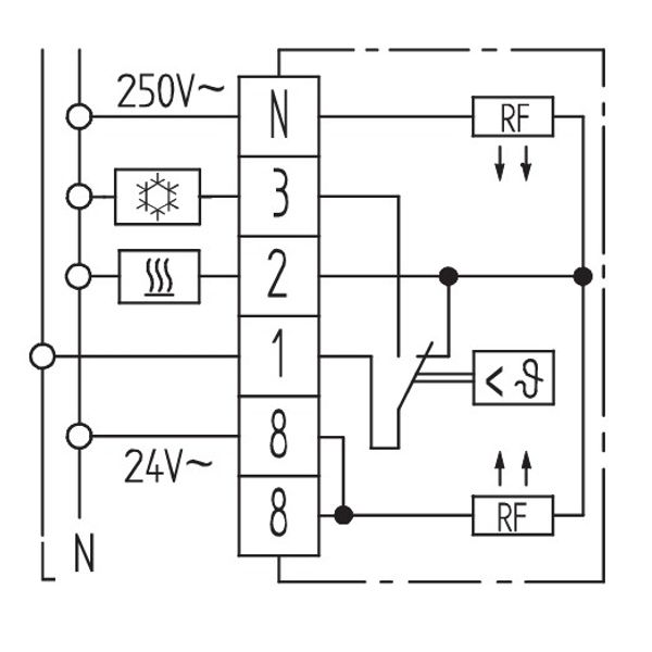 Room controller, 5-30C, AC 230V or AC 24V, 1CO, heating: 10 mA ... 10 (4) A, cooling: 10 mA ... 5 (2) A image 4