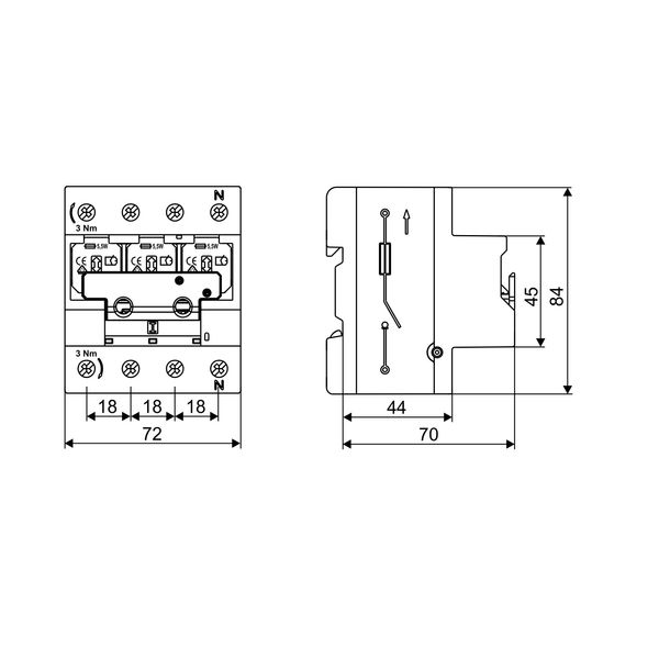TYTAN T4P, D02 Switch disconnector, 3+N, without fuses, 63A image 6