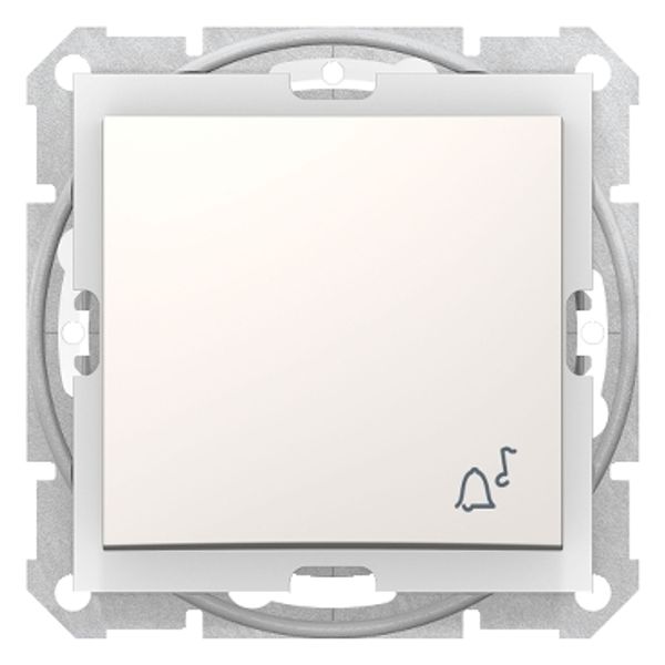 Sedna - 1pole pushbutton - 10A bell symbol, IP44 without frame cream image 1