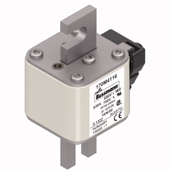 Fuse-link, high speed, 630 A, AC 690 V, DIN 1, 53 x 69 x 108 mm, aR, DIN, IEC, single indicator image 3