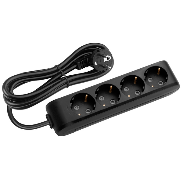 X-tendia Black Four Gang Earth Socket with Cable CP image 1