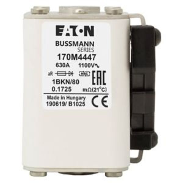 Fuse-link, high speed, 630 A, AC 1100 V, size 1, 53 x 69 x 80 mm, aR, IEC, UL, single indicator image 4