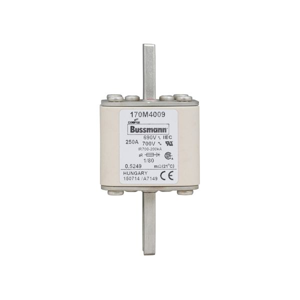 Fuse-link, high speed, 250 A, AC 690 V, DIN 1, 53 x 53 x 108 mm, aR, DIN, IEC, single indicator image 8