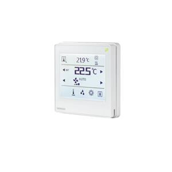 QMX3.P35H - Room operator unit KNX PL-Link with temperature sensor, Dot matrix backlit display, touchscreen, white image 1