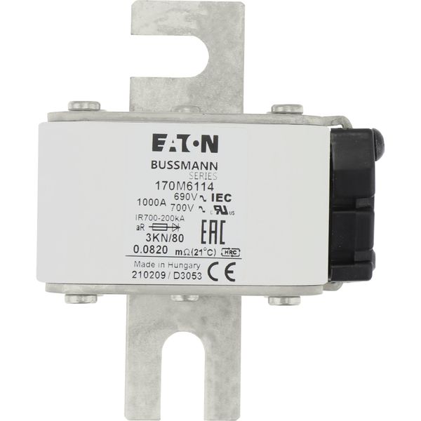 Fuse-link, high speed, 1000 A, AC 690 V, DIN 3, 76 x 92 x 109 mm, aR, DIN, IEC, single indicator image 16