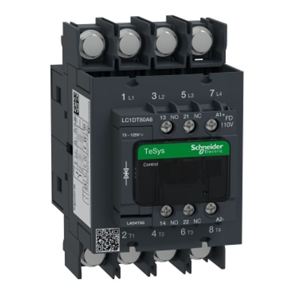 TeSys Deca contactor - 4P(4 NO) - AC-1 - = 440 V 80 A - 110 V DC standard coil image 3