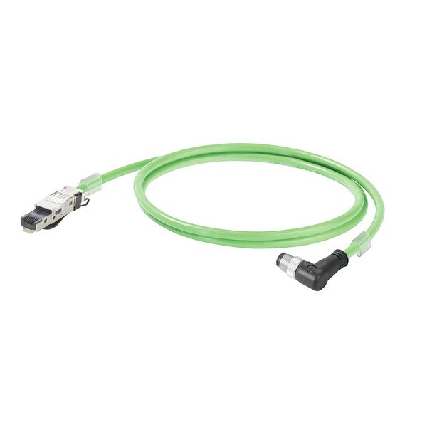 PROFINET Cable (assembled), M12 D-code – IP 67 angled pin, RJ45 IP 20, image 1