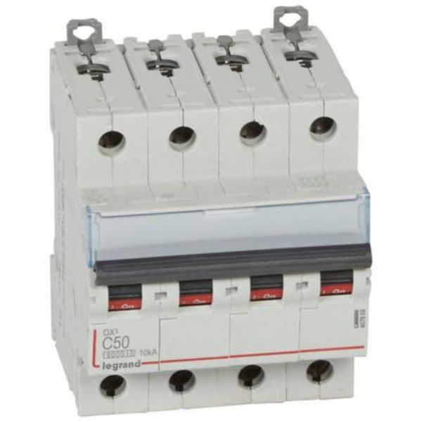 DX³6000 10kA high inlet and low outlet screw circuit breaker 4P 400V~ - 50A - curve C - for traditional HX³ comb image 1