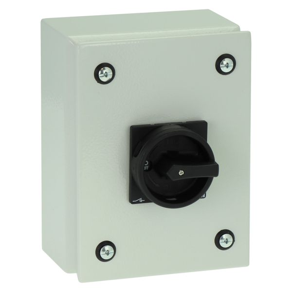 Main switch, P1, 40 A, surface mounting, 3 pole, STOP function, With black rotary handle and locking ring, Lockable in the 0 (Off) position, in steel image 10