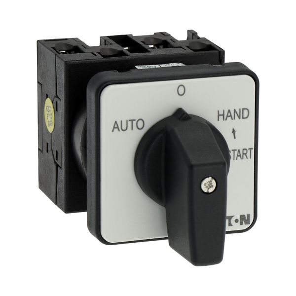 Changeover switches, T0, 20 A, flush mounting, 2 contact unit(s), Contacts: 4, With spring-return from START, 45 °, momentary/maintained, AUTO-0-HAND image 32