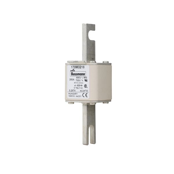 Fuse-link, high speed, 350 A, AC 690 V, compact DIN 1, 45 x 58 x 134 mm, aR, DIN, IEC, single indicator, 80 mm centres image 8