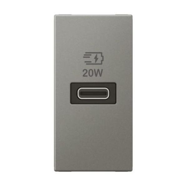 USB Charging Socket type-C 20W, Magnesium, Legrand - Arteor image 1