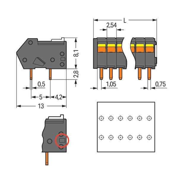 218-504/000-604 THR PCB terminal block; Locking slides; 0.5 mm² image 4